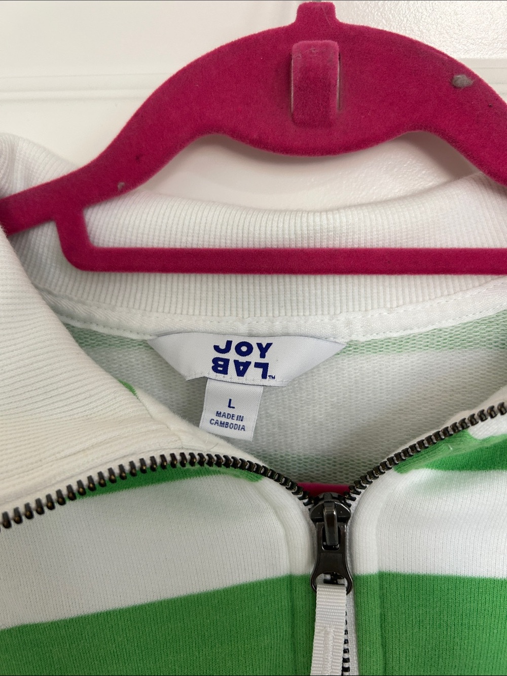 JoyLab Green & White Striped Quarter-Zip Pullover - Picture 3 of 4